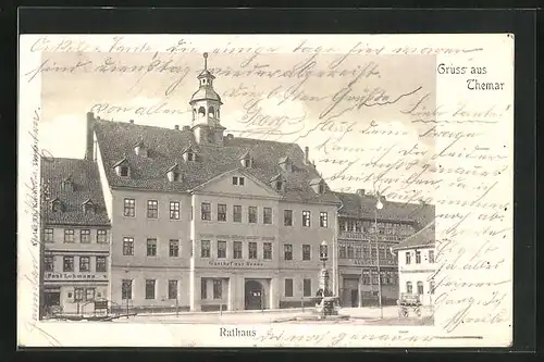 AK Themar, Gasthof zur Henne mit Rathaus
