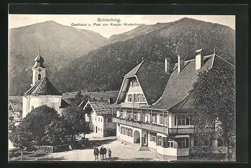 AK Schleching, Gasthaus z. Post von Kapsar Niederhauser