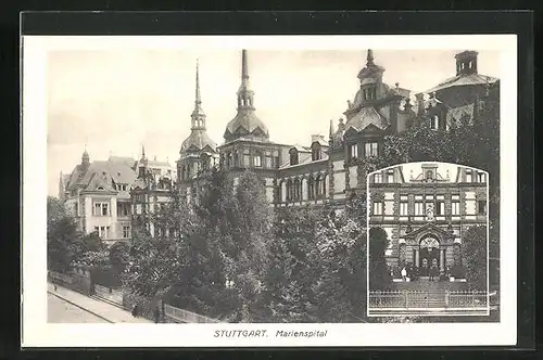 AK Stuttgart, Marienspital, Eingang