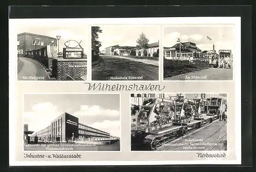 AK Wilhelmshaven, Teilansicht der Olympiawerke West, Ardeltwerke Montagehalle für Serienanfertigung von Stassenkranen