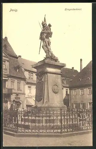 AK Penig, Kriegerdenkmal auf dem Hauptplatz
