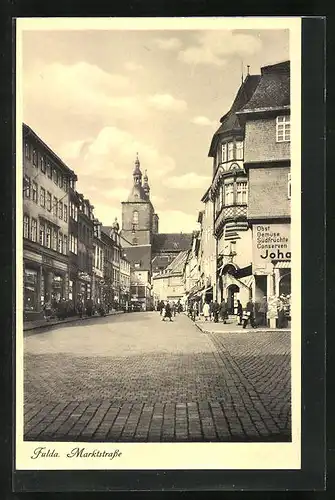 AK Fulda, Marktstrasse zum Rathaus