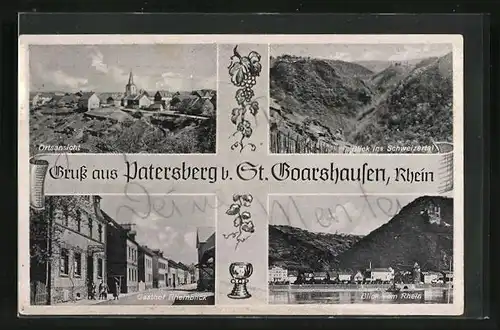 AK Patersberg, Gasthof Rheinblick, Blick ins Schweizertal