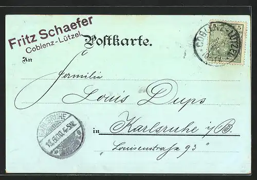 Lithographie Bad Neuenahr, Kirche, Rathaus, Totalansicht