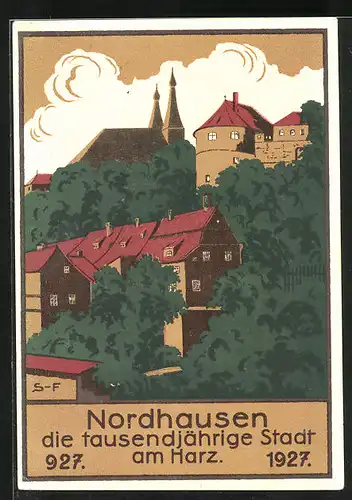 Steindruck-AK Nordhausen /Harz, 1000 Jahrfeier der Stadt 1927