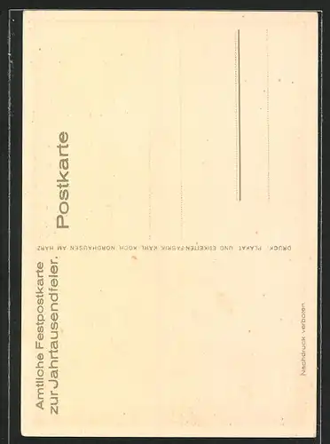 Künstler-AK Nordhausen /Harz, 1000 Jahrfeier der Stadt 1927, Festpostkarte
