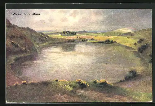 AK Weinfelder Maar mit Ortskirche