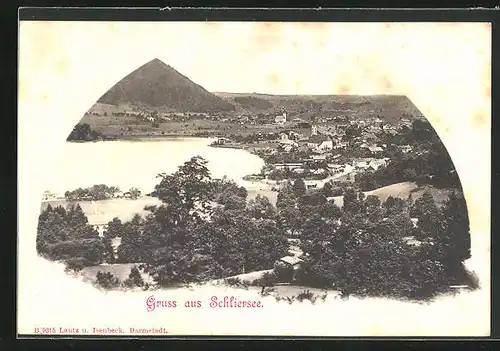 AK Schliersee, Gesamtansicht mit Kirche und See