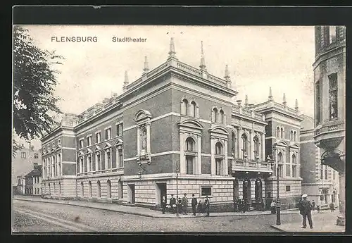 AK Flensburg, Strassenpartie am Stadttheater