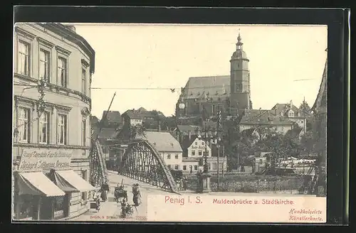 AK Penig i. S., Muldenbrücke und Stadtbrücke