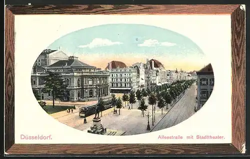 AK Düsseldorf, Alleestrasse mit Stadttheater