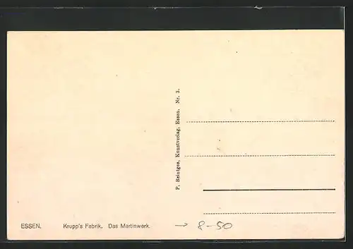 AK Essen, Krupp`s Fabrik, Martinwerk mit Fabrikarbeitern