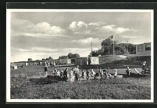 AK Burhave /Oldbg., Liegewiese mit Umkleidekabinen