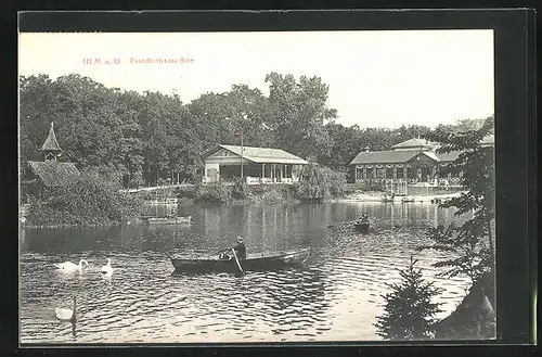 AK Ulm a. D., Friedrichau-See mit Booten