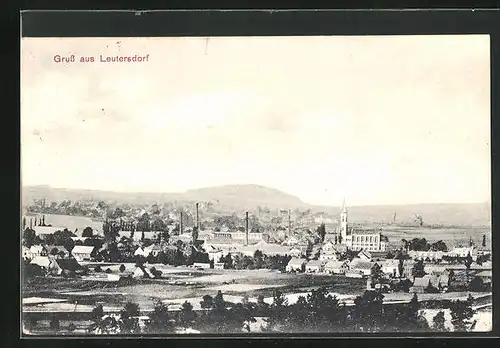 AK Leutersdorf, Teilansicht mit Kirche