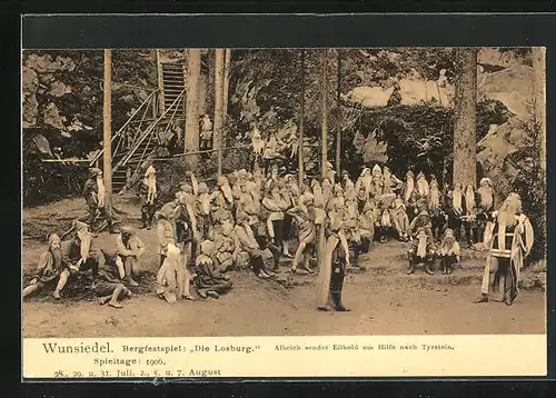 AK Wunsiedel, Bergfestspiel: Die Losburg 1906, Albrich sendet Eilbold um Hilfe nach Tyrstein