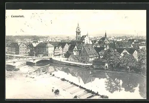 AK Cannstatt, Teilansicht mit Brücke