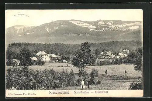 AK Schreiberhau-Marienthal, Panorama mit Bergkette