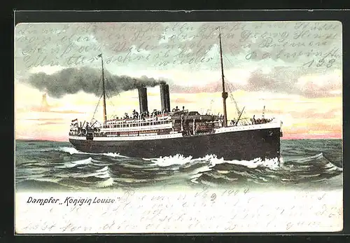 AK Passagierschiff Königin Louise bei unruhiger See
