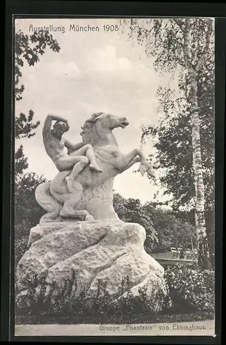 AK München, Ausstellung 1908, Gruppe Phantasie von Ebbinghaus