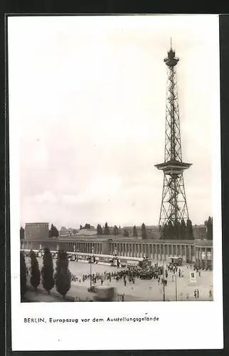 AK Berlin, Europazug vor dem Ausstellungsgelände mit Funkturm