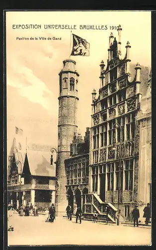 AK Bruxelles, Exposition 1910, Pavillon de la Ville de Gand, Ausstellung