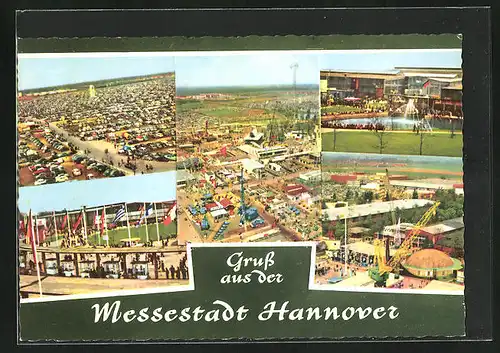 AK Hannover, Messegelände aus der Vogelschau, Ausstellung