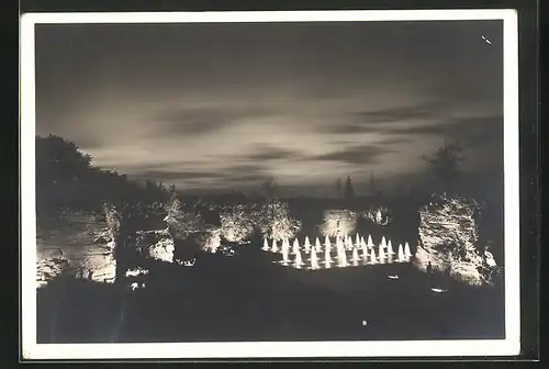 AK Stuttgart, Ausstellung Reichsgartenschau 1939, Nächtlicher Blick in das Tal der Rosen