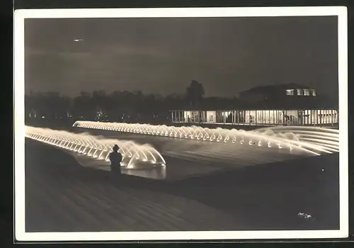 AK Stuttgart, Ausstellung Reichsgartenschau 1939, Nachtstimmung bei den Wasserspielen