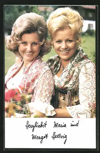 AK Sängerin Maria Hellwig mit ihrer Tochter Margot in Tracht