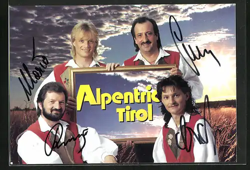 AK Alpentrio Tirol, Musiker in Tracht vor einem Kornfeld