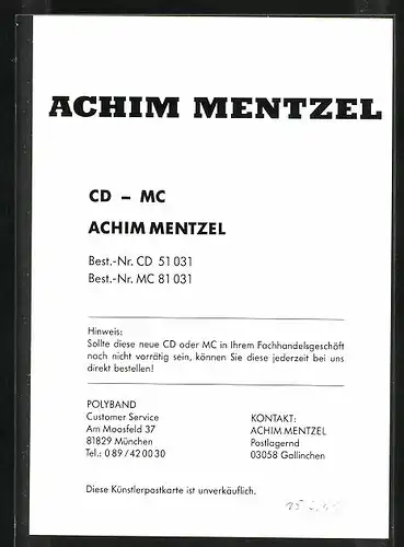 AK Sänger Achim Mentzel in Tracht mit fröhlichem Lächeln
