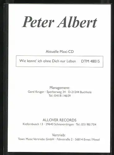 AK Peter Albert, Porträt des Sängers