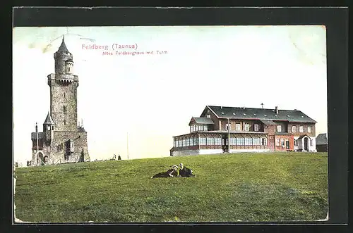 AK Feldberg / Taunus, Altes Feldberghaus mit Turm