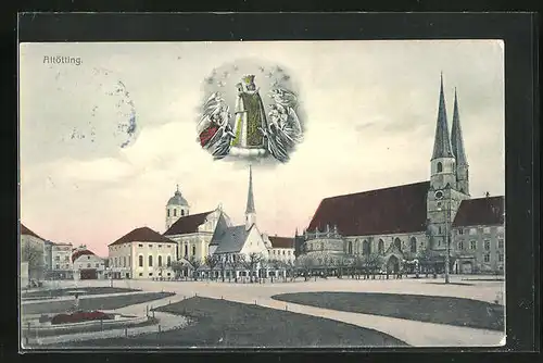 AK Altötting, Platz an der Kirche, Marienbildnis