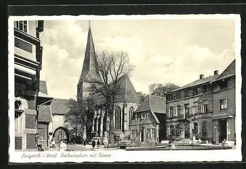 AK Lengerich i. Westf., Rathausplatz mit Römer