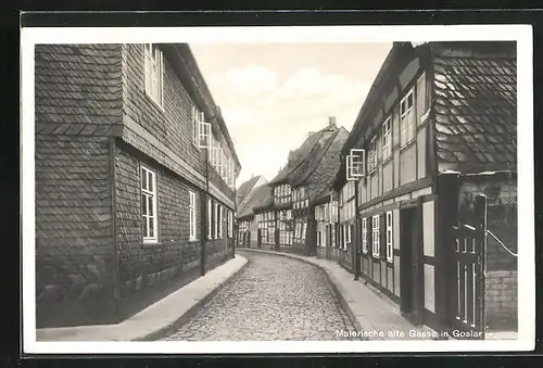 AK Goslar, Alte Gasse mit Fachwerkhäusern