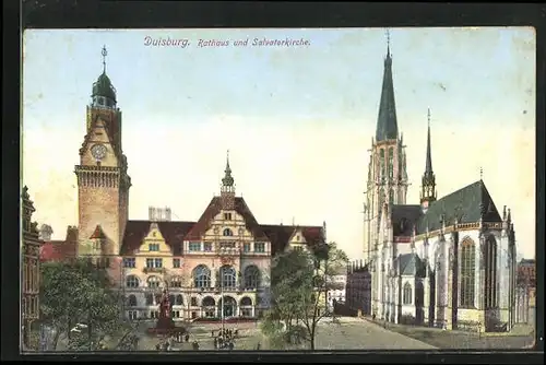 AK Duisburg, Rathaus und Salvatorkirche