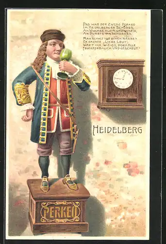 AK Heidelberg, Perkeo mit Weinglas in der Hand