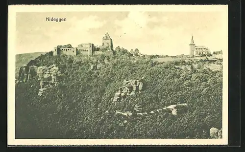 AK Nideggen, Panoramablick auf die Burg