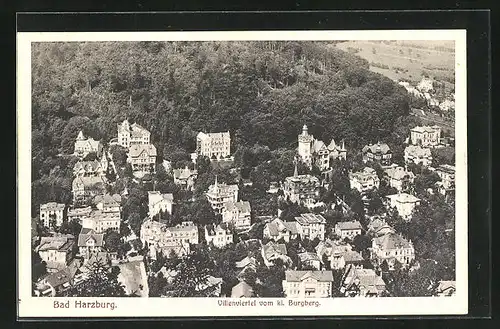 AK Bad Harzburg, Villenviertel vom Kl. Burgberg gesehen