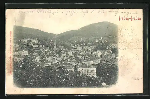 Relief-AK Baden-Baden, Panoramablick vom Berg