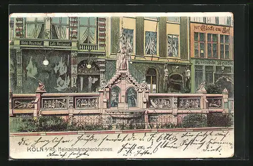 Lithographie Köln, am Heinzelmännchenbrunnen