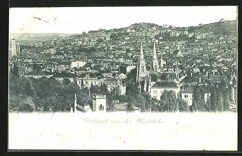 AK Stuttgart, Panoramablick von der Karlshöhe