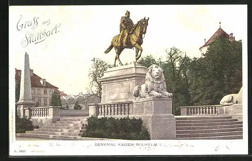 AK Stuttgart, Denkmal Kaiser Wilhelm I.