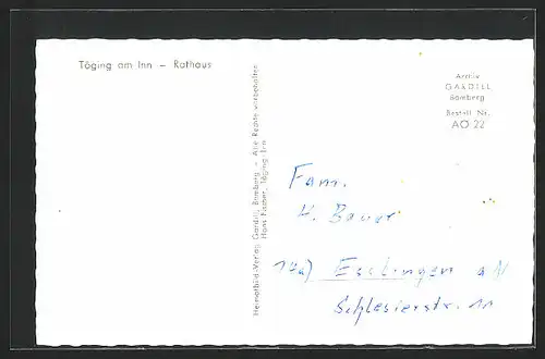 AK Töging am Inn, Blick zum Rathaus