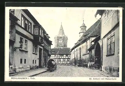 AK Mühlhausen i. Th., St. Antonii mit Rabenturm