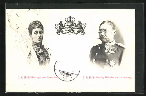 AK Portraits der J. K. H. Grossherzogin von Luxemburg und S. K. H. Grossherzog Wilhelm von Luxemburg
