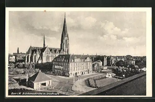 AK Buer i. W., St. Urbanuskirche mit Stadtcafé