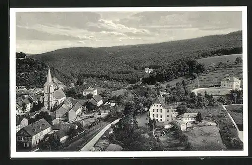 AK Stromberg / Hunsrück, Ortsansicht aus der Vogelschau, Landheim des Burggymnasiums Essen